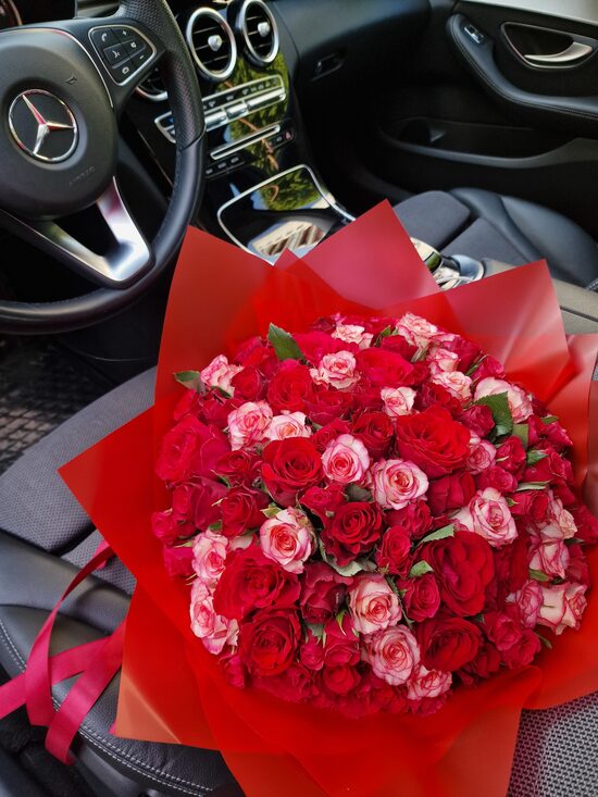 101 gb mix sarkanas+ rozā 40 cm 