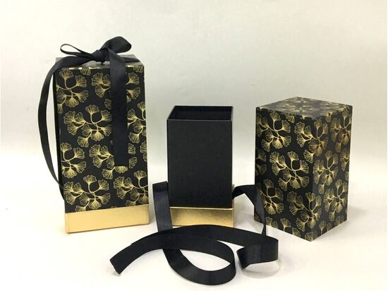 Flower Box 2S Rectangular Black  2 pcs / set L:14x14x28cm S:11.5x11.5x24cm