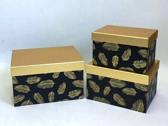 Flower Box 3S Square Black 3 pcs / set L:26x21x15.5cm M:23x18x14cm S:20x15x12.5cm