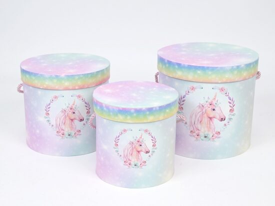 Flower Box 3S with unicorns 3 pcs / set "L:18x18x17cm M:16x16x15cm S：13.5x13.5x13.5cm"