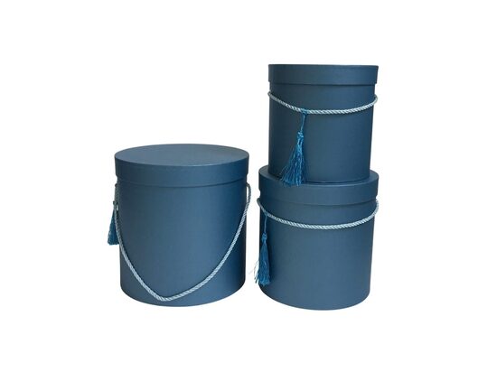 Zilas kastes Ø: 22.5 cm H: 22.5 cm 3 pcs / set L. 22,5x22,5cm M. 20x20cm S. 17,5x17,8cm